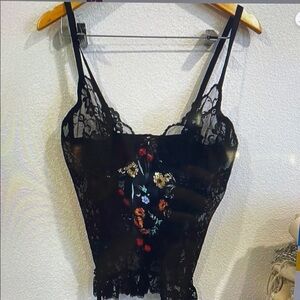 Elegant Black Lace Floral Camisole